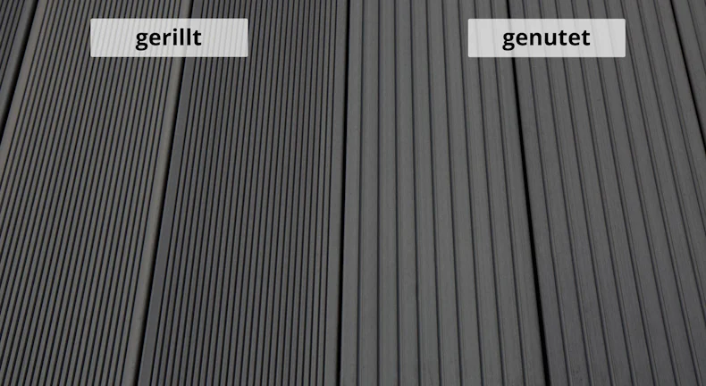 planeo Kit complet TitanWood 5m lame massive rainurée structure gris foncé 70,5m² incl. Alu-UK