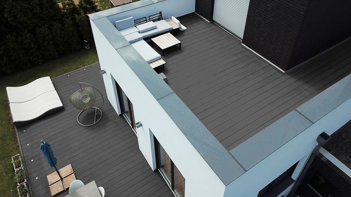 TitanWood Kit complet - 5m lamer massive rainuré structure gris foncé 50m² compris UK alu