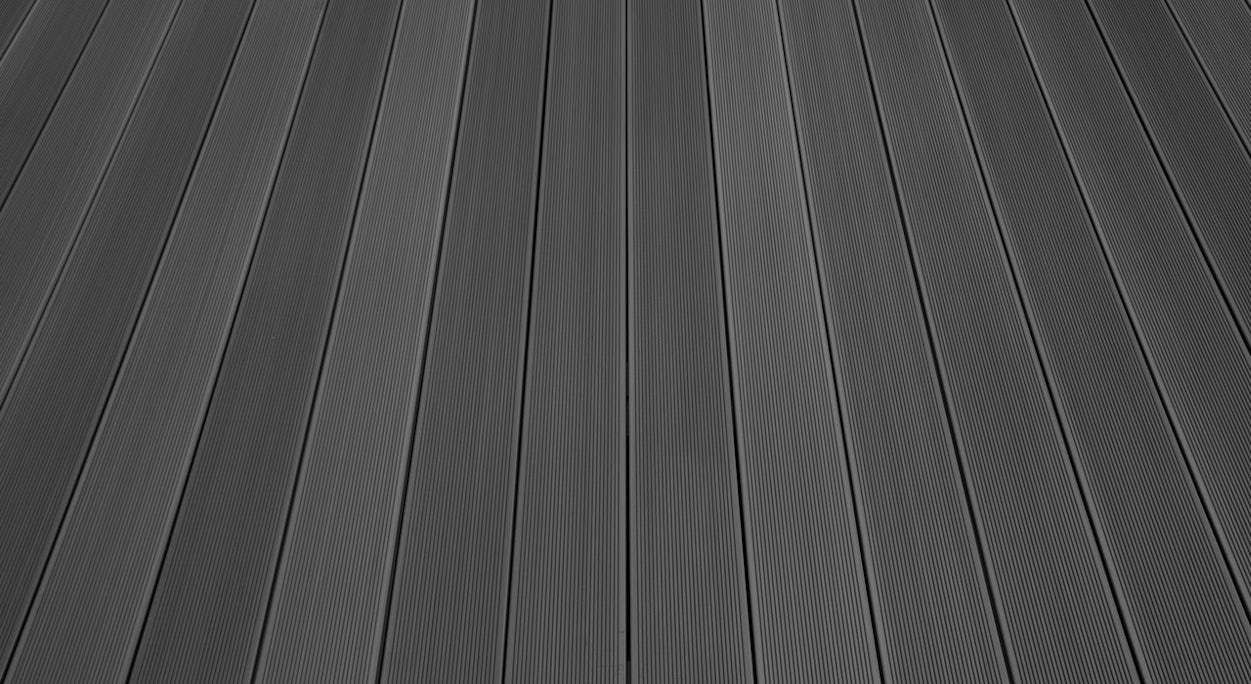 Complete set TitanWood 4m solid plank grooved structure dark grey 52.8m² incl. aluminium-UK