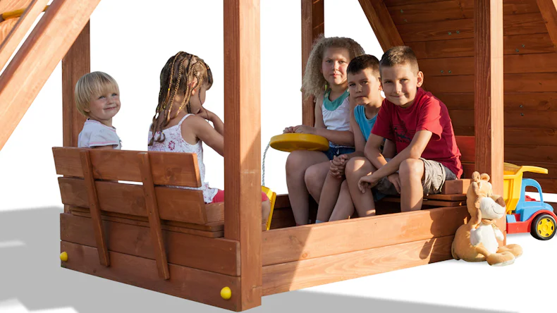 Sandkasten Beach 2 - 130 x 150cm mit Sitzmöglichkeit