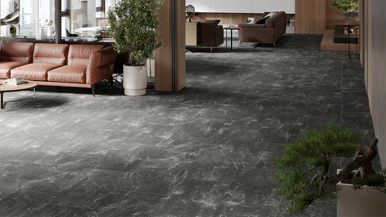 planeo Vinyle à clic rigide - Stone Botticino Dark Matt | Isolation phonique intégrée (100P2909MT)