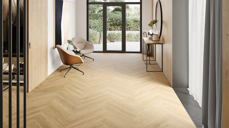 planeo Rigid Klick Vinyl - Herringbone Nature Oak | Trittschalldämmung integr. (100P6004HB)