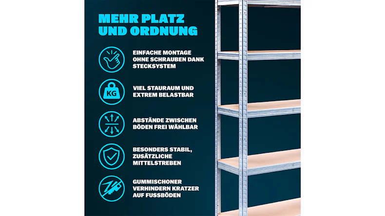 Schwerlastregal 2er-Set - 180 x 90 x 40 cm verzinkt