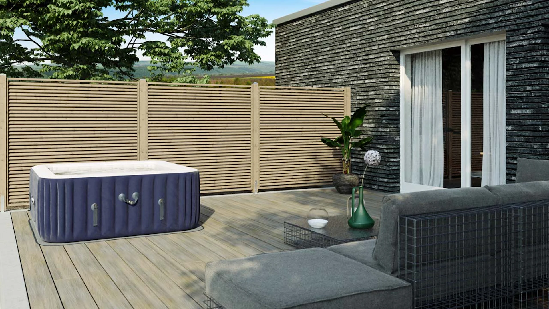planeo TerraWood - CREATIVE-3D privacy fence blind brown 180 x 180 cm