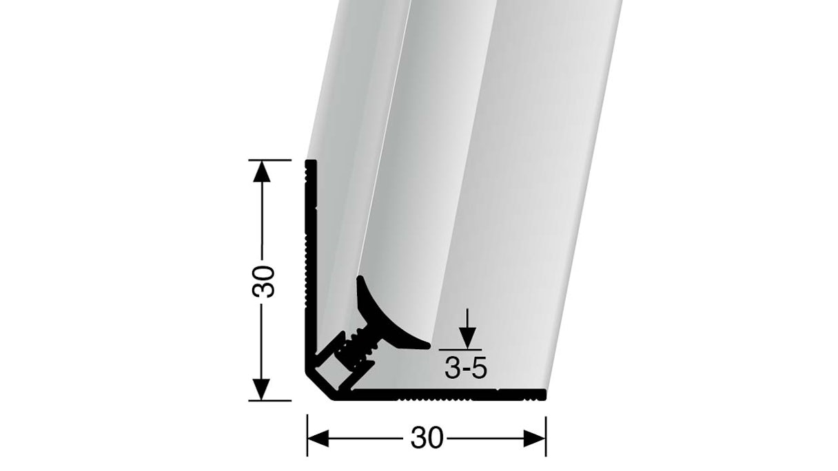 sistema di profili a parete planeo angolo interno argento