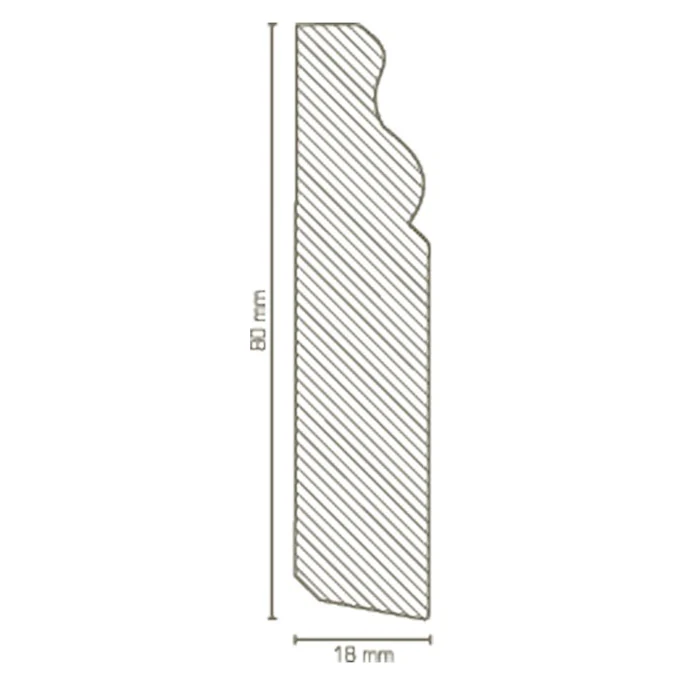 Sockelleisten Echtholz - 18 x 80 mm - Kiefer weiß lackiert