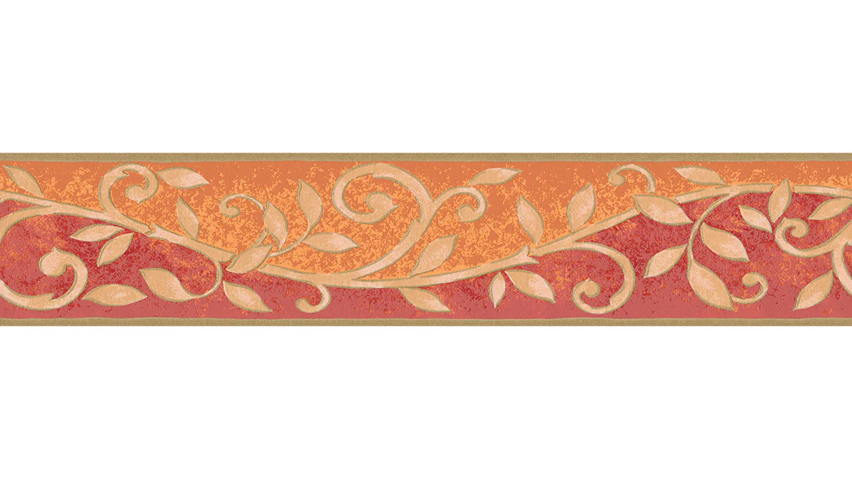 Papier peint en vinyle bordure orange ornements rétros de pays fleurs & nature uniquement Frontières 10 021