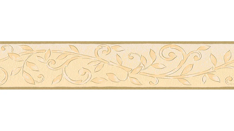 Carta da parati in vinile bordo beige vintage country beige ornamenti retrò fiori & natura Solo bordi 10 038