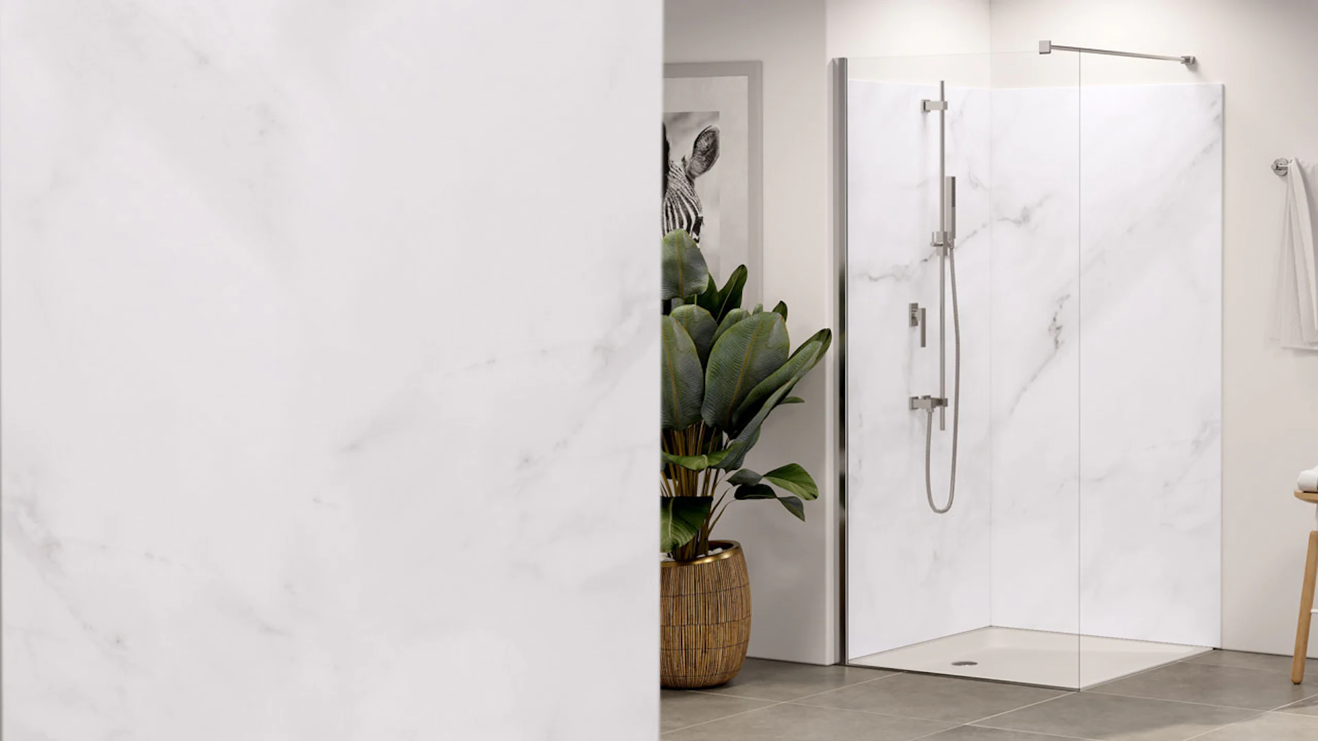 planeo Wallboard - Marble Grey-White Matt - 210 x 100 cm