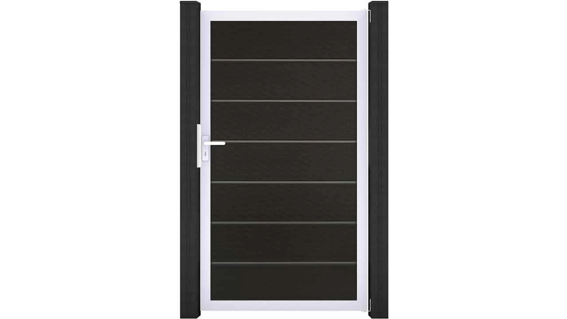 planeo Solid Grande - Premium universal door black co-ex with silver aluminium frame 180x100x4cm
