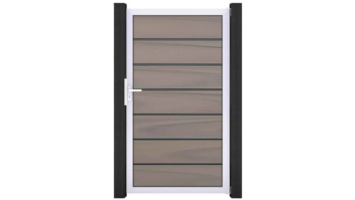 planeo Solid Grande - Premium cancello universale Bi-Color co-ex con Silber telaio in alluminio 180x100x4cm