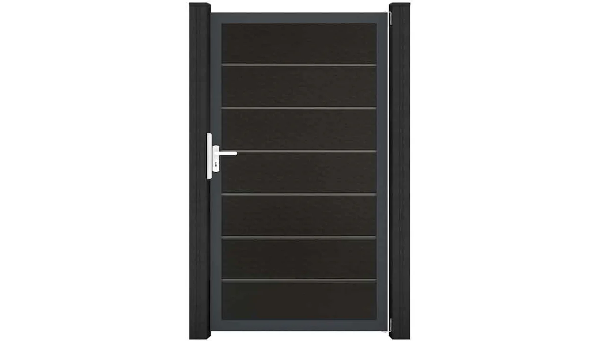 planeo Solid Grande - Premium Universal Door Black co-ex with Anthracite Aluminium Frame 180x100x4cm