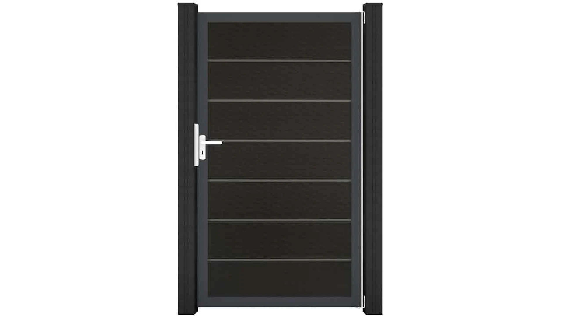 planeo Gardence Deluxe - Porte universelle composite Noir avec cadre aluminium Anthracite 180x150x4cm