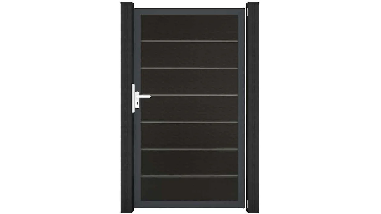 planeo Solid Grande - Premium cancello universale nero co-ex con antracite telaio in alluminio 180x150x4cm