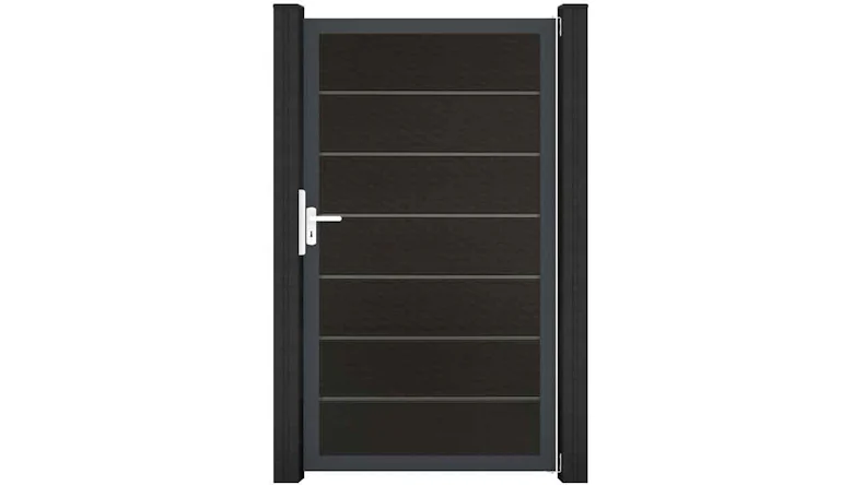 planeo Gardence Deluxe - Porte universelle composite Noir avec cadre aluminium Anthracite 180x150x4cm