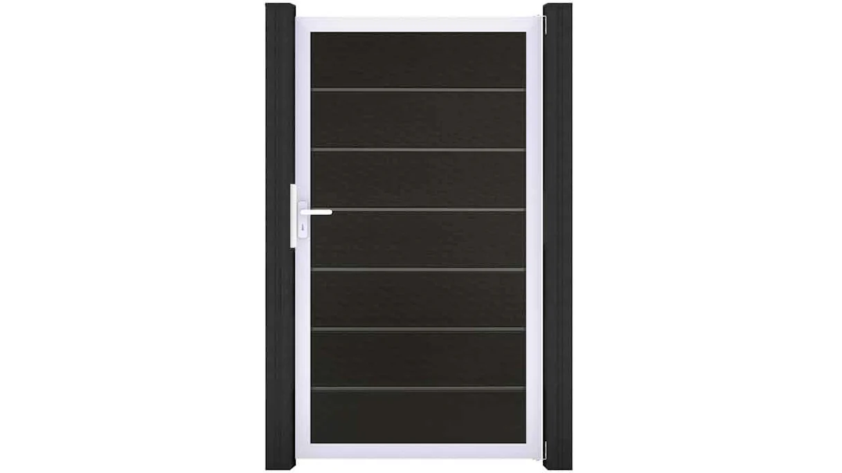 planeo Solid Grande - Premium universal door black co-ex with silver aluminium frame 180x150x4cm