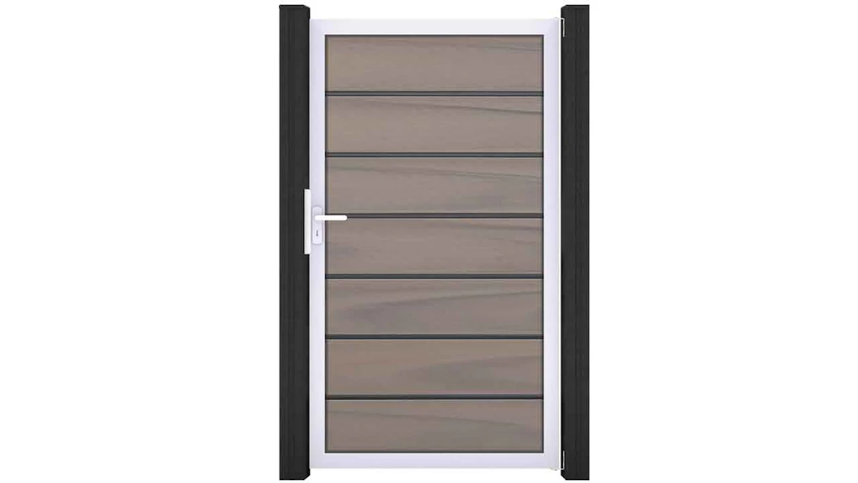 planeo Solid Grande - Premium cancello universale Bi-Color co-ex con Silber telaio in alluminio 180x150x4cm