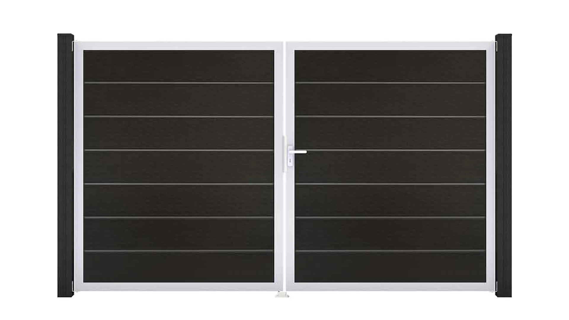planeo Solid Grande - Premium door 2-leaf black co-ex with silver aluminium frame 180x300x4cm