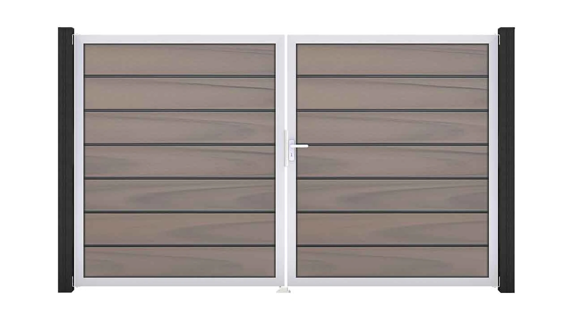 planeo Solid Grande - Premium 2-leaf door Bi-Color co-ex with silver aluminium frame 180x300x4cm