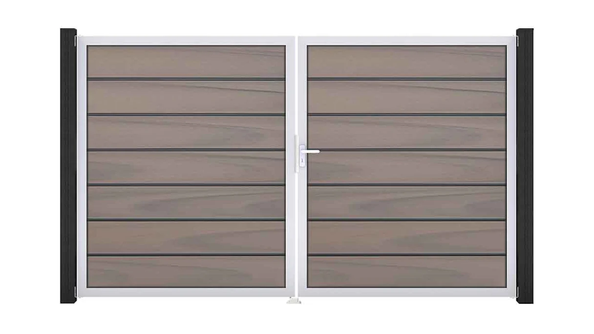 planeo Solid Grande - Premium 2-leaf door Bi-Color co-ex with silver aluminium frame 180x300x4cm