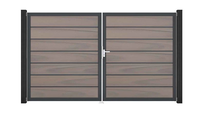 planeo Gardence Deluxe - BPC-Tor 2-flügelig Bi-Color co-ex mit Anthrazit Alurahmen 180x300x4cm