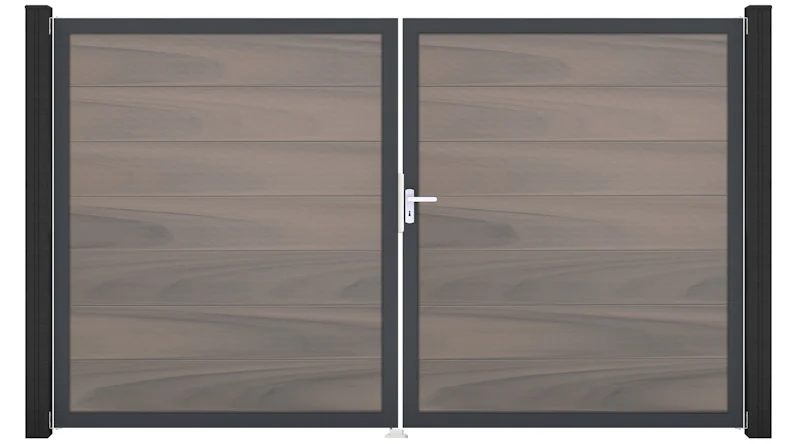 planeo Gardence Strong XL - BPC-Tor 2-flügelig Bi-Color co-ex mit Anthrazit Alurahmen 180x300x4cm