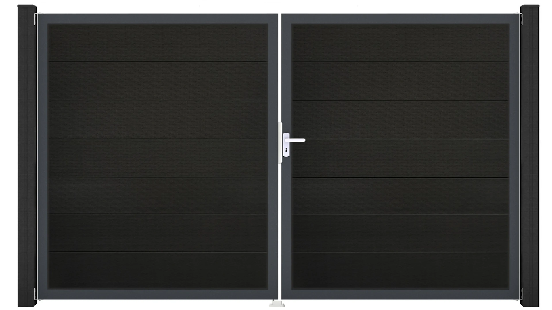 planeo Solid Grande - gate 2-leaf black co-ex with anthracite aluminium frame 180x300x4cm