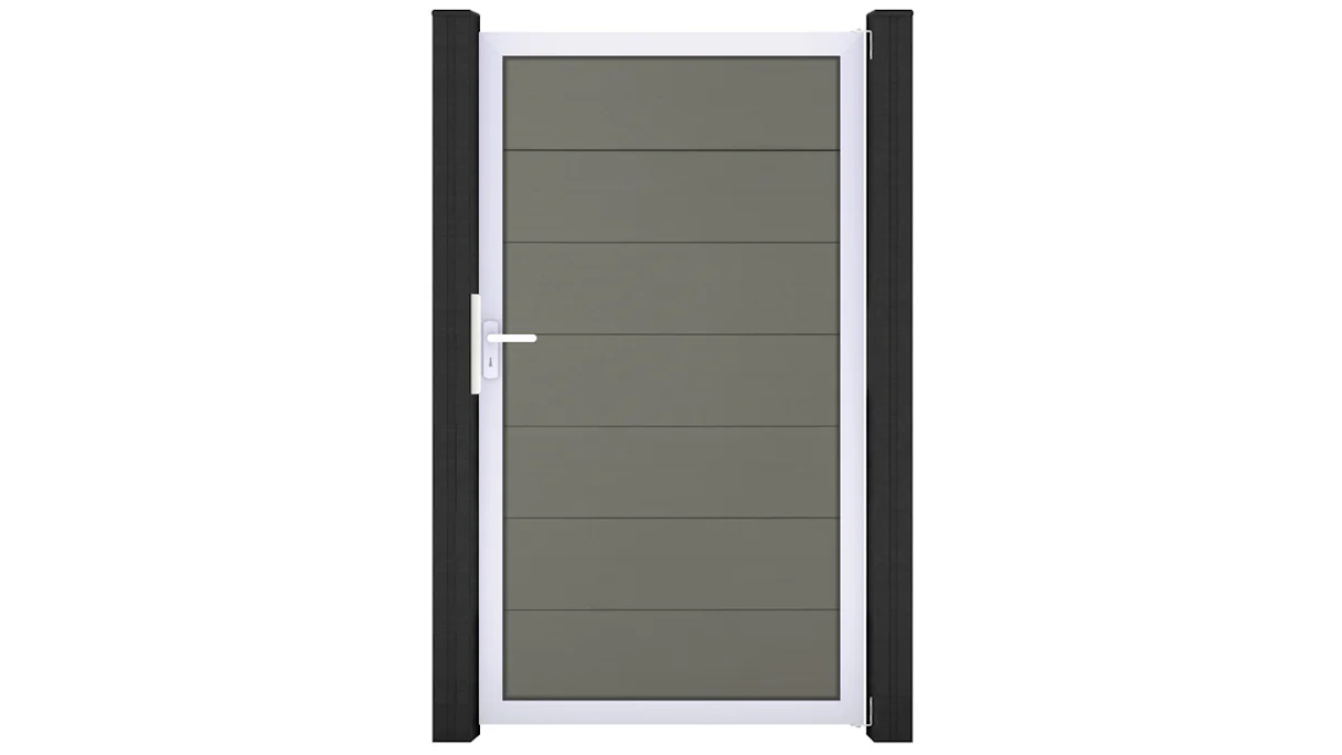 planeo Solid Grande - universal door grey with silver aluminium frame 180x100x4cm
