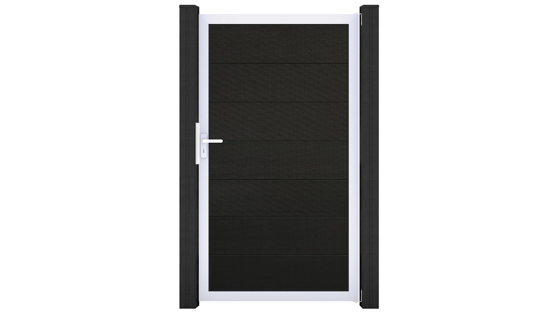 planeo Solid Grande - universal door black co-ex with silver aluminium frame 180x100x4cm
