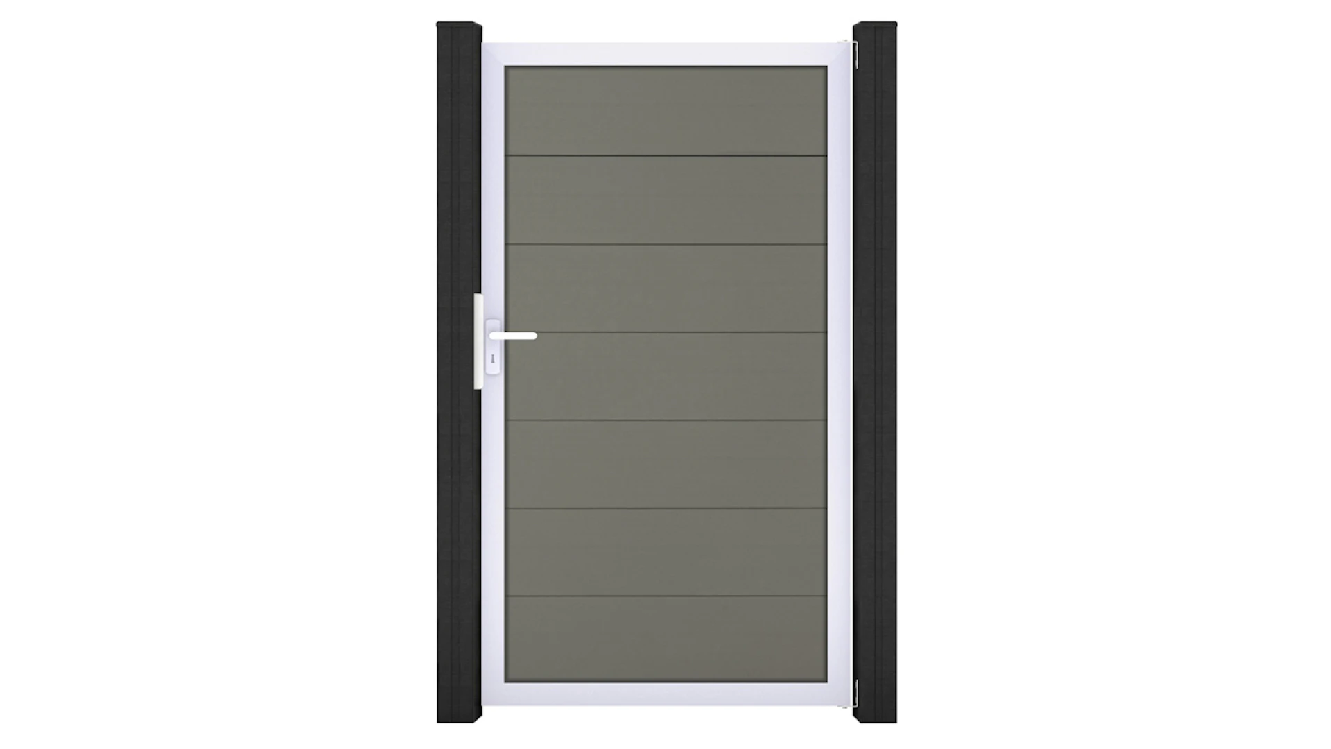 planeo Solid Grande - universal door grey with silver aluminium frame H 1800 x W 1500 mm