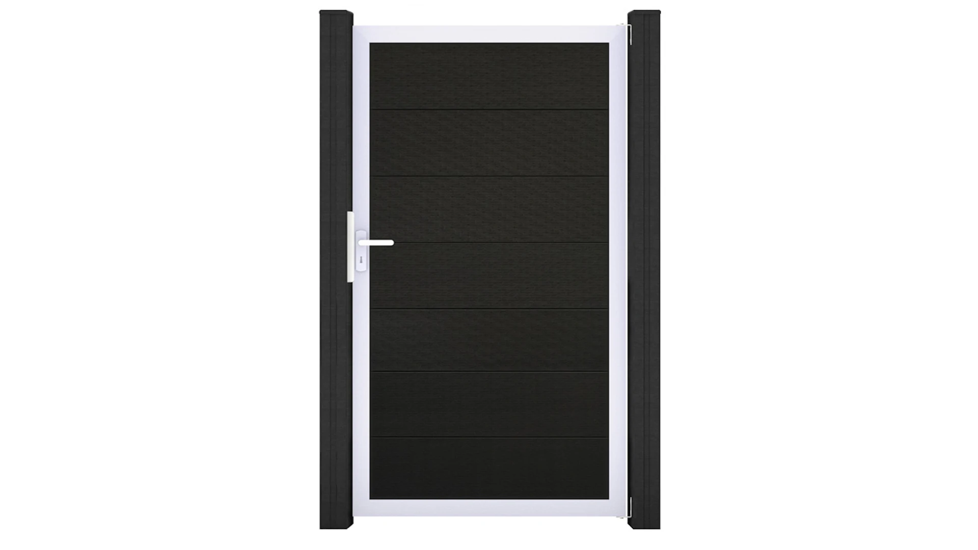 planeo Solid Grande - universal door black co-ex with silver aluminium frame 180x150x4cm