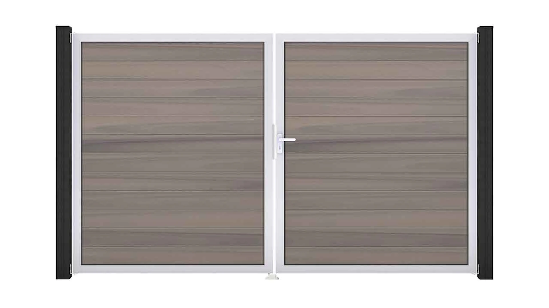 planeo Solid - universal door 2-leaf Bi-Color co-ex with silver aluminium frame