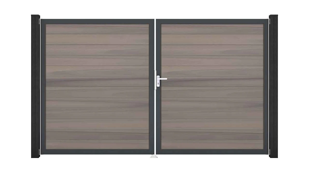 planeo Solid - universal door 2-leaf Bi-Color co-ex with anthracite aluminium frame