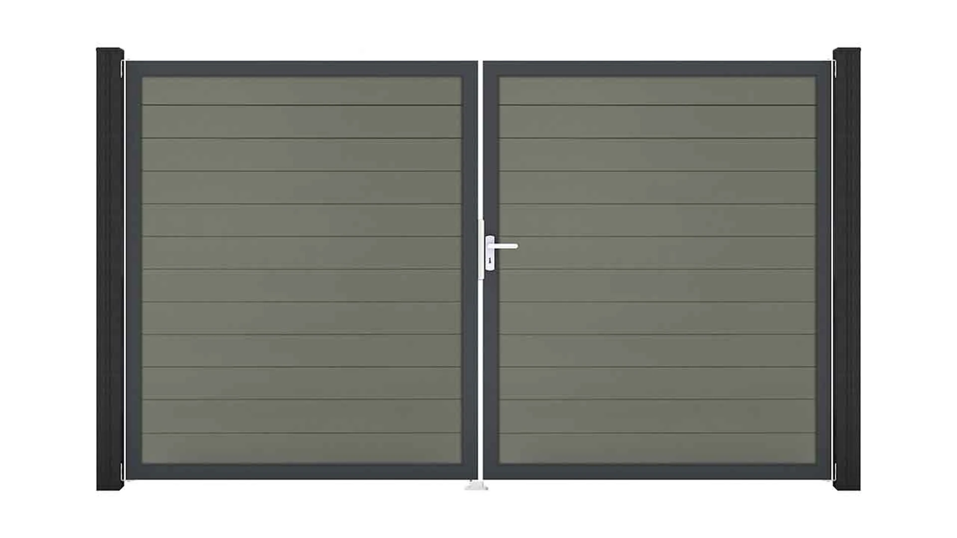 planeo Solid - universal door 2-leaf grey with anthracite aluminium frame