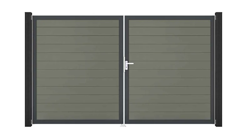 planeo Gardence Strong - BPC-Universaltor Tor 2-flügelig Grau mit Anthrazit Alurahmen