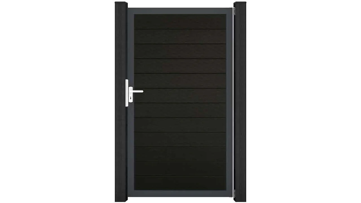 planeo Gardence Strong - Porte composite universelle 2 vantaux Noir avec cadre aluminium Anthracite