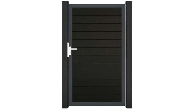 planeo Gardence Strong - Porte composite universelle 2 vantaux Noir avec cadre aluminium Anthracite