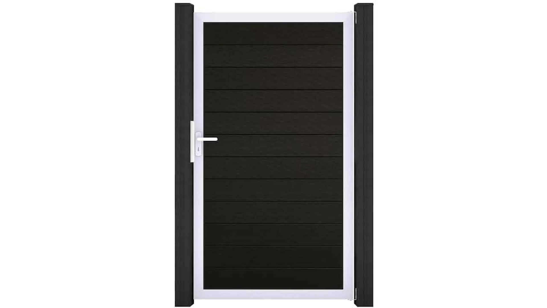 planeo Solid - garden fence universal gate black co-ex with silver aluminium frame 150x180x4cm