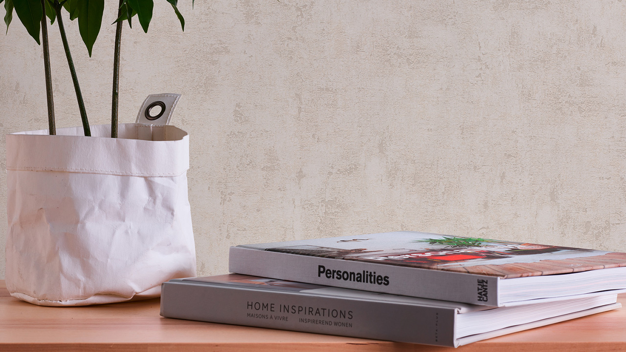 carta da parati in vinile crema moderna uni used look 057