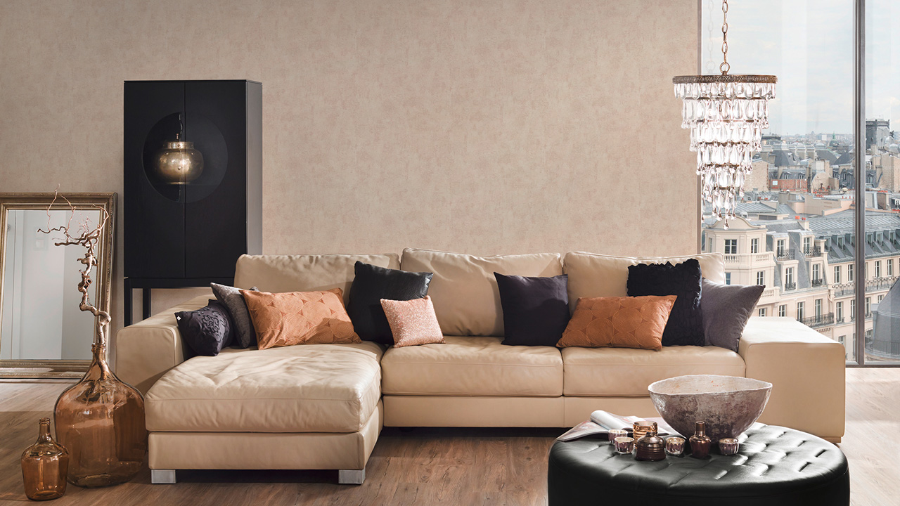 carta da parati in vinile beige moderno uni used look 064