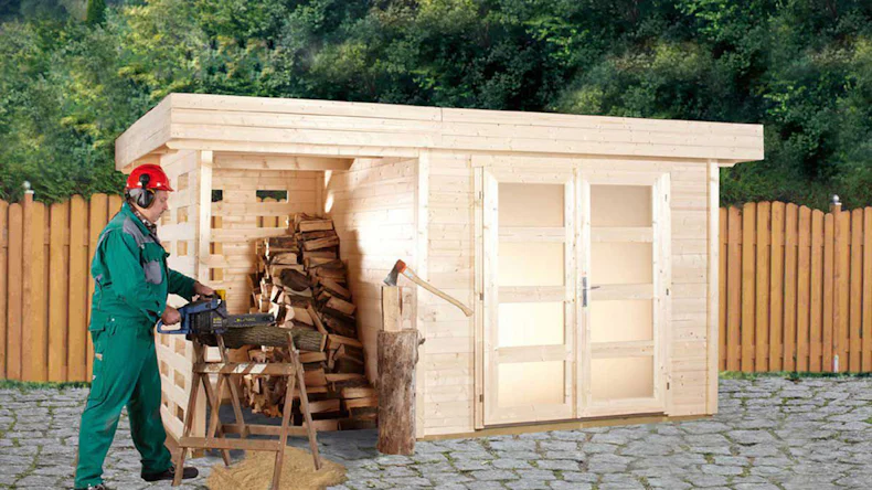 planeo Gartenhaus - Systemhaus Varianta A oder B mit Seitendach/Rückwand oder zusätzlichen Terrassenfußboden