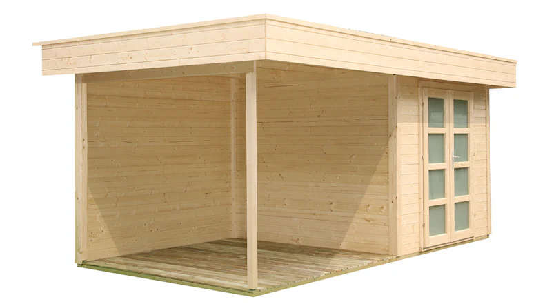 planeo abri de jardin - Maison système Varianta A avec SD/mur arrière/plancher de terrasse 250 cm