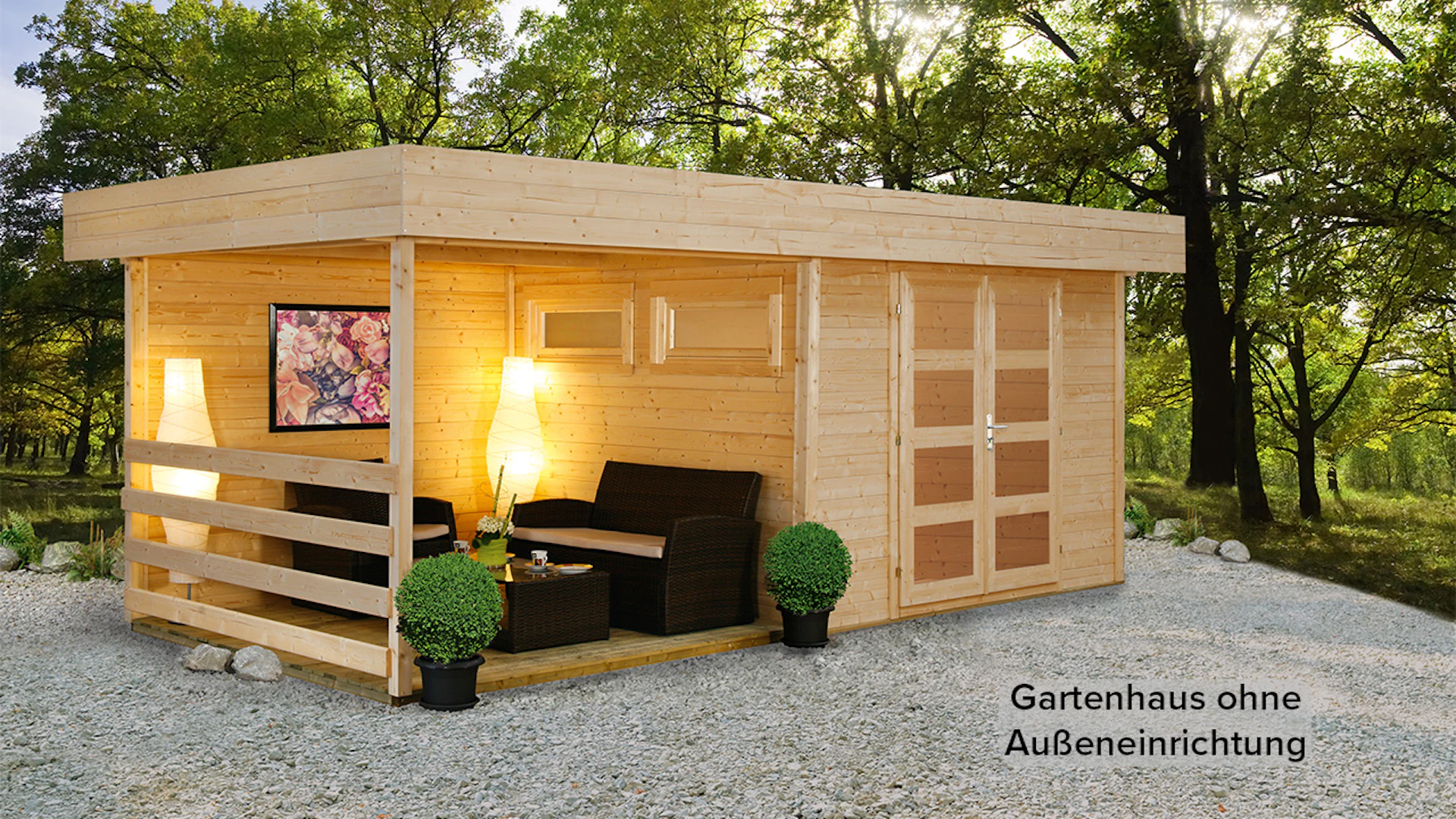 planeo Gartenhaus - Systemhaus Varianta B mit SD/Rückwand/Terrassenfußboden 250 cm