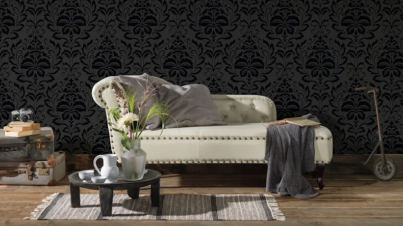 Carta da parati in vinile bianco e nero 4 A.S. Création ornamenti nero 426