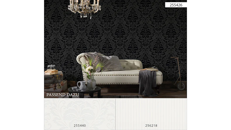 Carta da parati in vinile bianco e nero 4 A.S. Création ornamenti nero 426