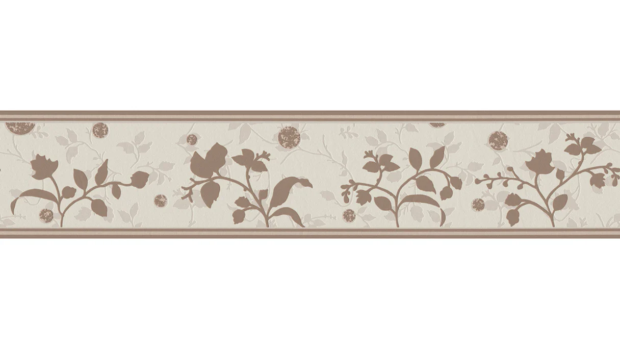 Bordure de papier peint en vinyle brun Ornements modernes Fleurs et nature uniquement Bordures 10 816