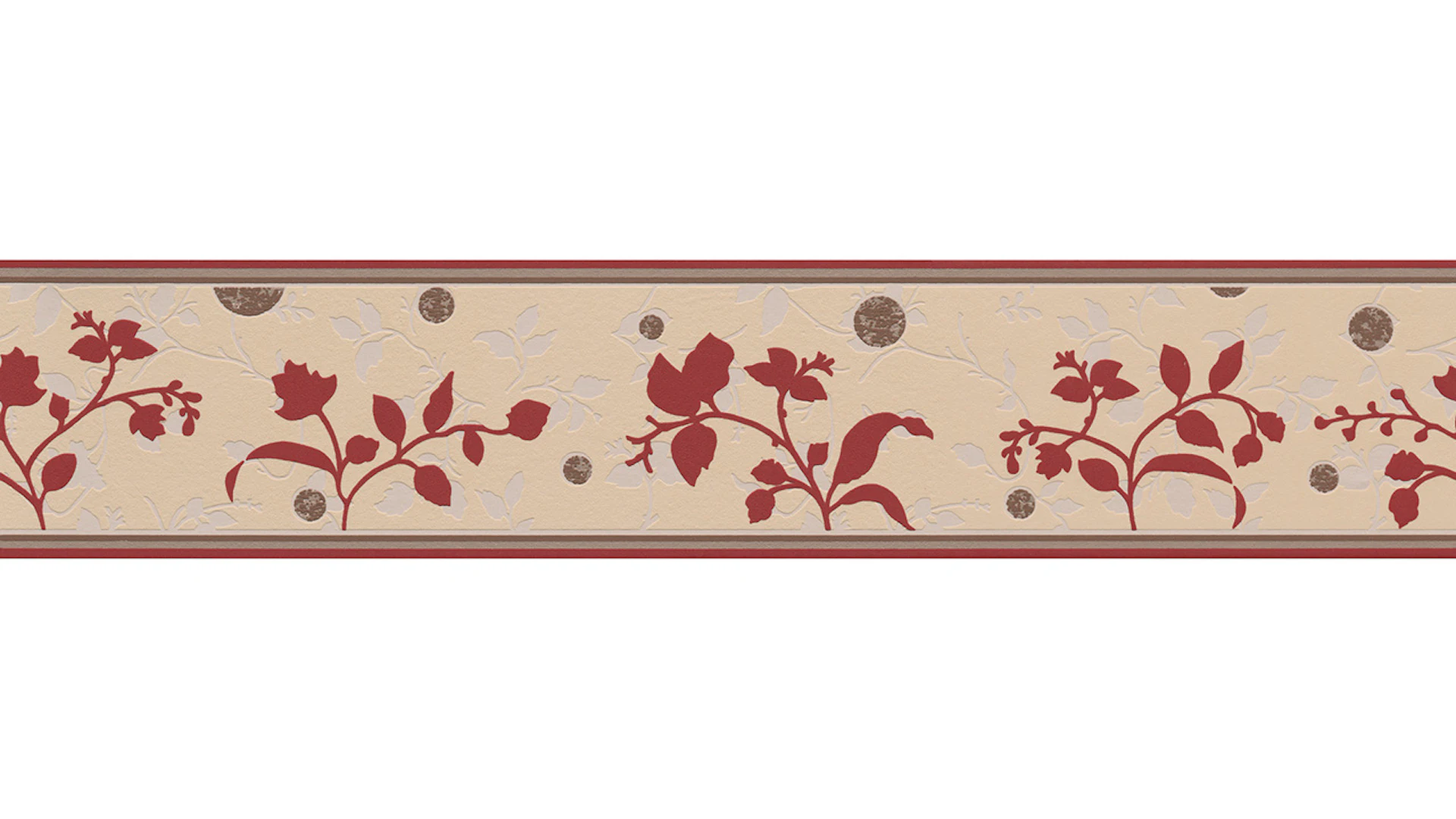 Carta da parati in vinile bordo rosso ornamenti moderni fiori & natura Solo bordi 10 823