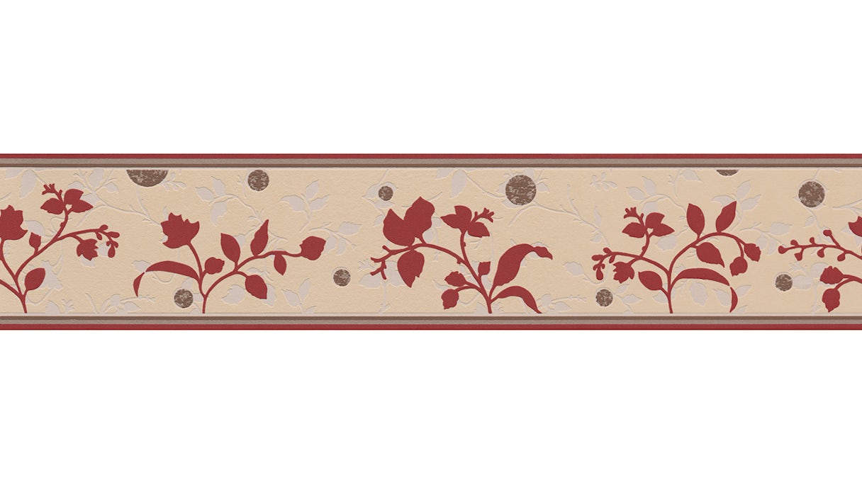 Papier peint en vinyle bordure rouge ornements modernes fleurs & nature Borders Only 10 823