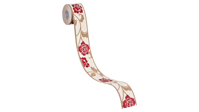 Papier peint en vinyle bordure rouge fleurs modernes & nature Borders Only 10 019