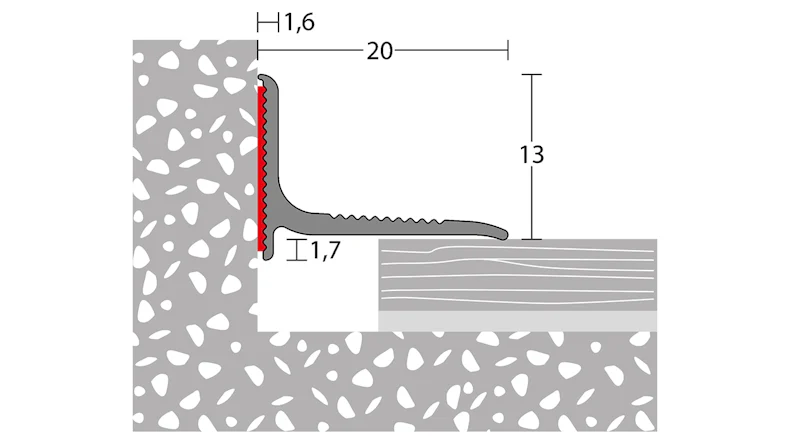 Profilo di collegamento a parete Prinz argento 250 cm